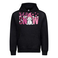 Black Pink Let It Snow With Cute Snowman Urban Hoodie - BundleAndBundleShop