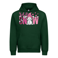 Forest Green Pink Let It Snow With Cute Snowman Urban Hoodie - BundleAndBundleShop