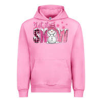 Fuchsia Pink Pink Let It Snow With Cute Snowman Urban Hoodie - BundleAndBundleShop