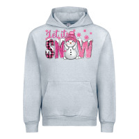 Heather Grey Pink Let It Snow With Cute Snowman Urban Hoodie - BundleAndBundleShop