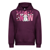 Mauve Wine Pink Let It Snow With Cute Snowman Urban Hoodie - BundleAndBundleShop