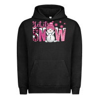 Pigment Black Pink Let It Snow With Cute Snowman Urban Hoodie - BundleAndBundleShop