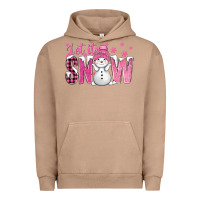 Pigment Burro Pink Let It Snow With Cute Snowman Urban Hoodie - BundleAndBundleShop