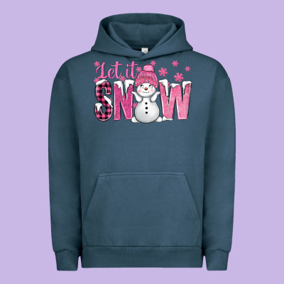 Pink Let It Snow With Cute Snowman Urban Hoodie Designed By Bundleandbundleshop