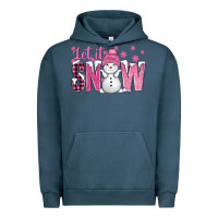 Pigment Midnight Navy Pink Let It Snow With Cute Snowman Urban Hoodie - BundleAndBundleShop