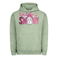 Pigment Oil Green Pink Let It Snow With Cute Snowman Urban Hoodie - BundleAndBundleShop