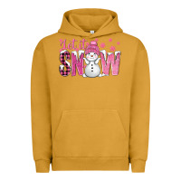 Pigment Peanut Butter Pink Let It Snow With Cute Snowman Urban Hoodie - BundleAndBundleShop