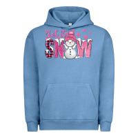 Pigment Pebble Blue Pink Let It Snow With Cute Snowman Urban Hoodie - BundleAndBundleShop