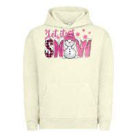 Pigment Pistachio Pink Let It Snow With Cute Snowman Urban Hoodie - BundleAndBundleShop