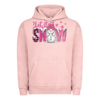 Pigment Salmon Pink Let It Snow With Cute Snowman Urban Hoodie - BundleAndBundleShop