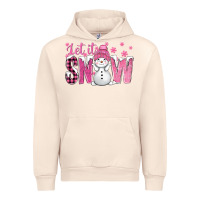 Sandshell Pink Let It Snow With Cute Snowman Urban Hoodie - BundleAndBundleShop