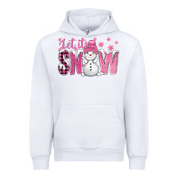 White Pink Let It Snow With Cute Snowman Urban Hoodie - BundleAndBundleShop