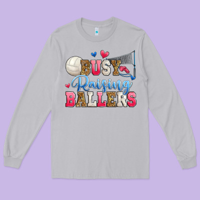 Busy Raising Ballers Volleyball Long Sleeve Tee Designed By Zillion Design Studio