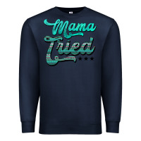 Navy mama tried aztec turquoise Premium Sweatshirt - AdoDesignShop