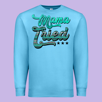 Mama Tried Aztec Turquoise Premium Sweatshirt Designed By Adodesignshop