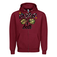 Burgundy mama of both Zipper Hoodie - CowhideDigitalArt