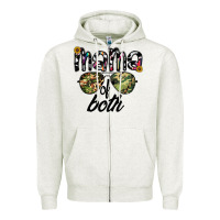 Oatmeal Heather mama of both Zipper Hoodie - CowhideDigitalArt