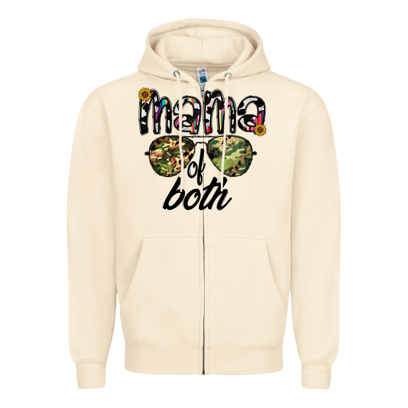 Mama Of Both Zipper Hoodie by CowhideDigitalArt | Teevron
