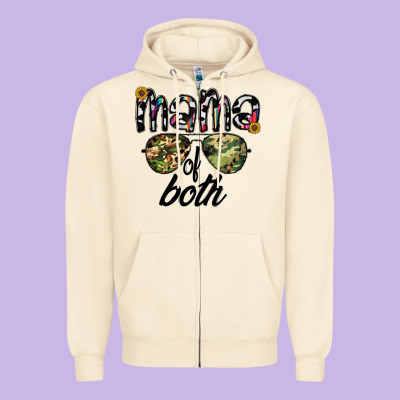 Mama Of Both Zipper Hoodie Designed By Cowhidedigitalart