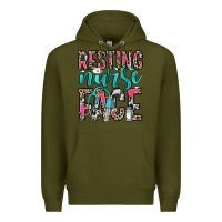Army Green resting nurse face Premium Hoodie - NancyCooperArtShop