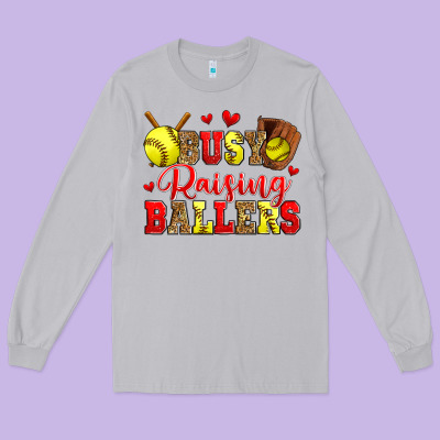 Busy Raising Ballers Softball Long Sleeve Tee Designed By Zillion Design Studio