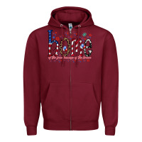 Burgundy home of the free Zipper Hoodie - RacoonDesign