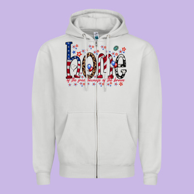 Home Of The Free Zipper Hoodie Designed By Racoondesign