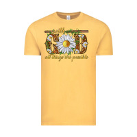 Vintage Mustard With God all things are possible with daisy Vintage Tee - texasbilliewilder