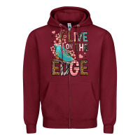Burgundy live on the edge ice skating Zipper Hoodie - FaDigitalArtStudio