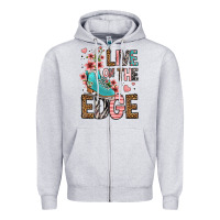 Heather Grey live on the edge ice skating Zipper Hoodie - FaDigitalArtStudio
