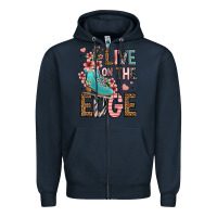 Navy live on the edge ice skating Zipper Hoodie - FaDigitalArtStudio