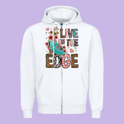 Live On The Edge Ice Skating Zipper Hoodie Designed By Fadigitalartstudio