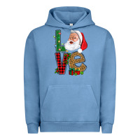 Pigment Pebble Blue Love With Santa Portrait Urban Hoodie - BundleAndBundleShop