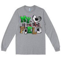 Heather Grey my heart is on that field soccer Long Sleeve Tee - Zillion Design Studio