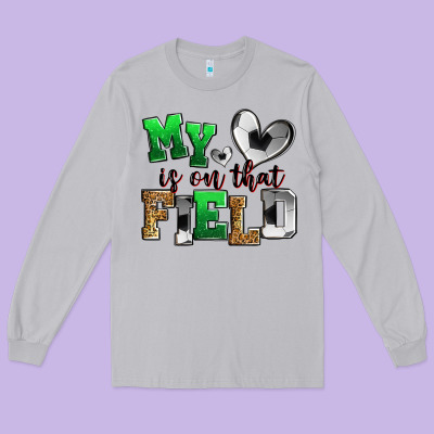My Heart Is On That Field Soccer Long Sleeve Tee Designed By Zillion Design Studio