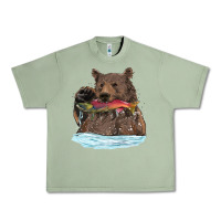 Oil Green mama bear haunting fish Urban Heavy Tee - RanaPortraitStore