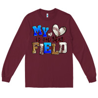 Burgundy my heart is on that field baseball Long Sleeve Tee - Zillion Design Studio