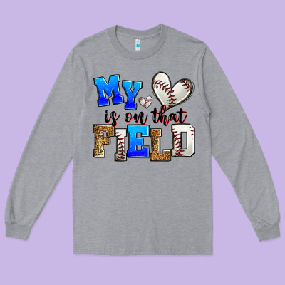 My Heart Is On That Field Baseball Long Sleeve Tee Designed By Zillion Design Studio