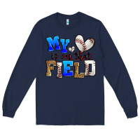 Navy my heart is on that field baseball Long Sleeve Tee - Zillion Design Studio