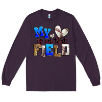 Plum my heart is on that field baseball Long Sleeve Tee - Zillion Design Studio