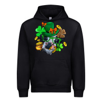 Black St. Patrick Cow Clover Urban Hoodie - BundleAndBundleShop