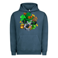 Pigment Midnight Navy St. Patrick Cow Clover Urban Hoodie - BundleAndBundleShop