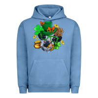 Pigment Pebble Blue St. Patrick Cow Clover Urban Hoodie - BundleAndBundleShop