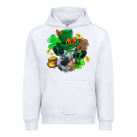 White St. Patrick Cow Clover Urban Hoodie - BundleAndBundleShop