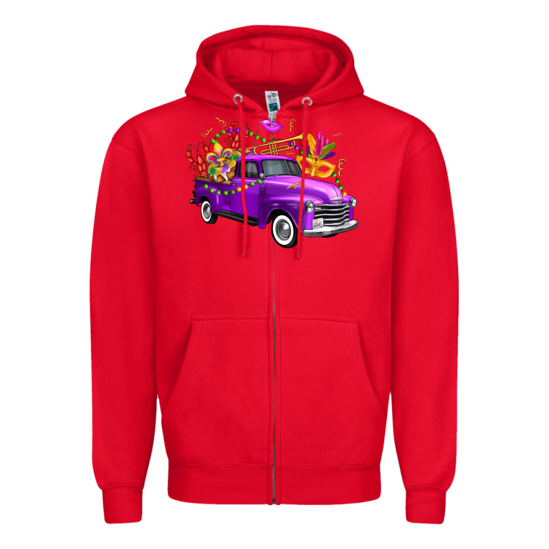 Mardi Gras Truck King's Cake Zipper Hoodie by FaDigitalArtStudio | Teevron