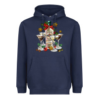 Navy Christmas martini  and martini bottle Heavyweight Hoodie - AdoDesignShop