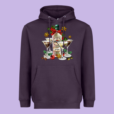 Christmas Martini  And Martini Bottle Heavyweight Hoodie Designed By Adodesignshop