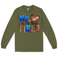 Army Green my heart is on that field american football Long Sleeve Tee - Zillion Design Studio