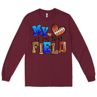 Burgundy my heart is on that field american football Long Sleeve Tee - Zillion Design Studio
