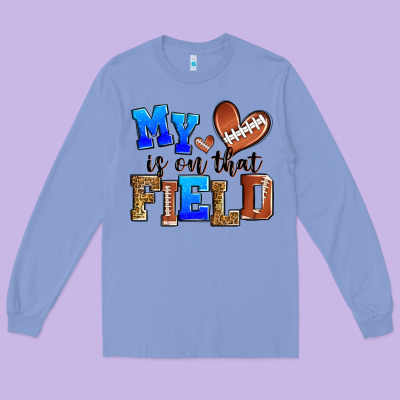 My Heart Is On That Field American Football Long Sleeve Tee Designed By Zillion Design Studio